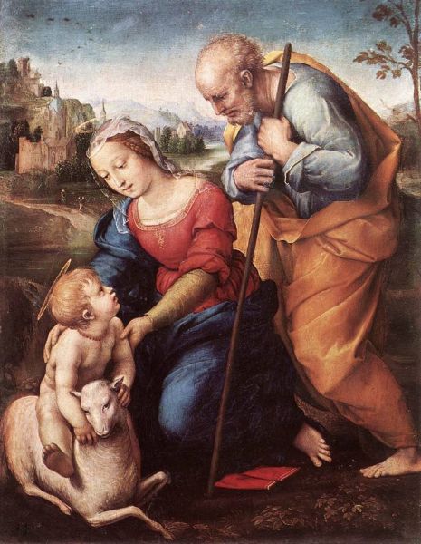 圖為展出畫作《神圣家庭與羊》。主辦方供圖