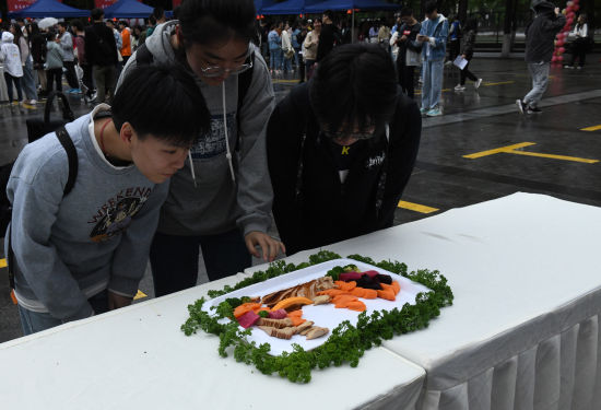 重庆高校大学生用食物造出微景观