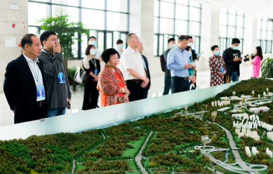 圖為僑商考察團參觀重慶東盟國際物流園園區展廳。黃維正 攝